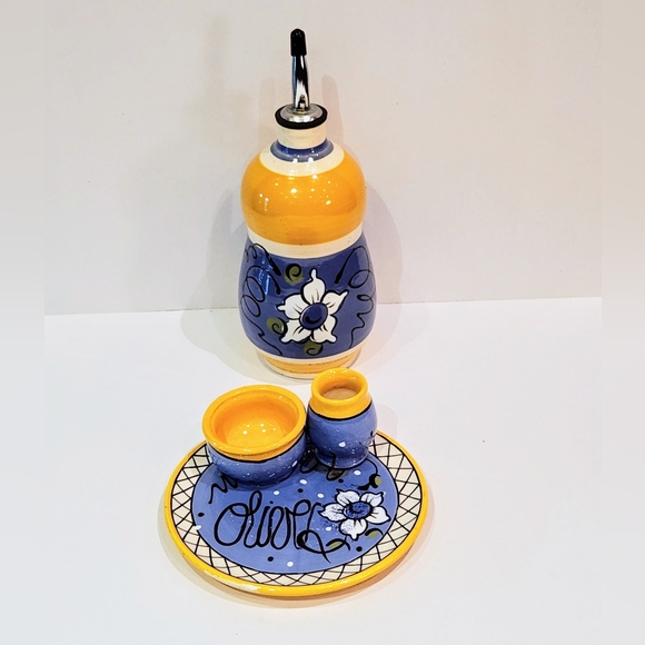 Olive oil and appetizer Olive plate.Studio art pottery signed. - Picture 12 of 12